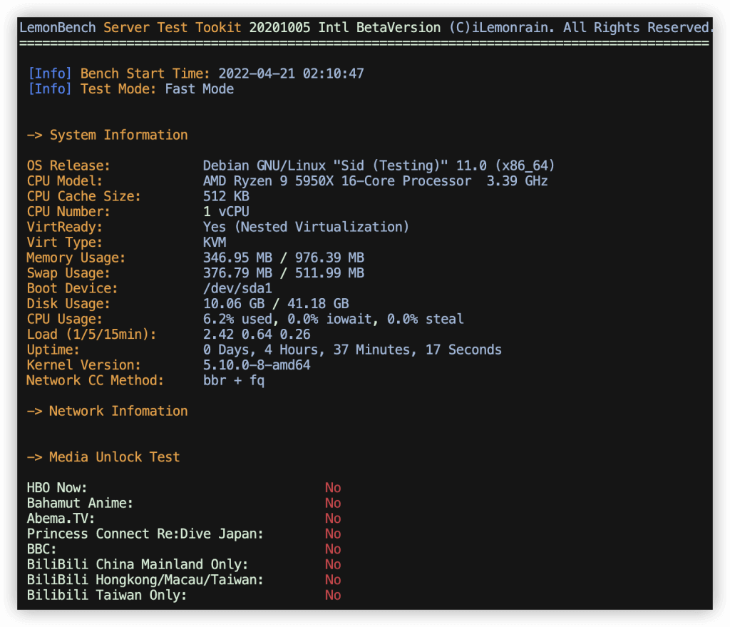 图片[5]-VPS服务器常用脚本-性能测试-VPS服务器测速-流媒体解锁检测